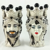 black moro heads, black caltagirone heads, black decoration, wholesale moro heads, wholesale ceramic heads, Sicilian ceramics