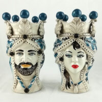 blue moro heads, blue caltagirone heads, octanium blue, wholesale moro heads, wholesale ceramic heads, Sicilian ceramics