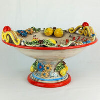 ceramic fruit bowl with red decoration