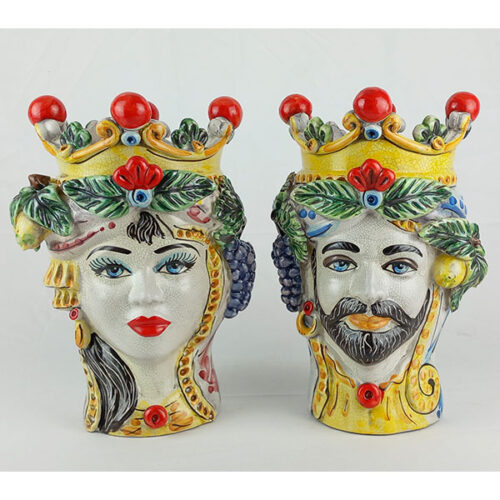 Pair of classic Moorheads typical of Caltagirone