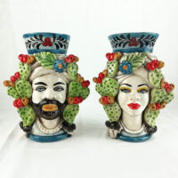 Moor heads with prickly pears in Caltagirone ceramics