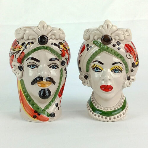 red decor ceramic heads