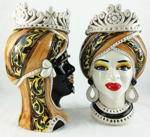 copy ceramics moor heads, ceramic moor heads, Sicilian heads, modern ceramic heads, modern decoration