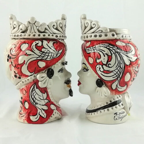 Sicilian ceramic heads, caltagirone heads, ceramic heads, head-shaped vases, wholesale caltagirone ceramics,