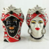 Caltagirone ceramic red-decorated moor heads,