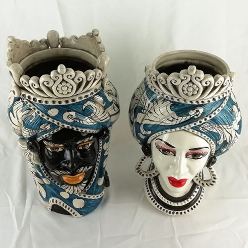 head-shaped ceramic vases