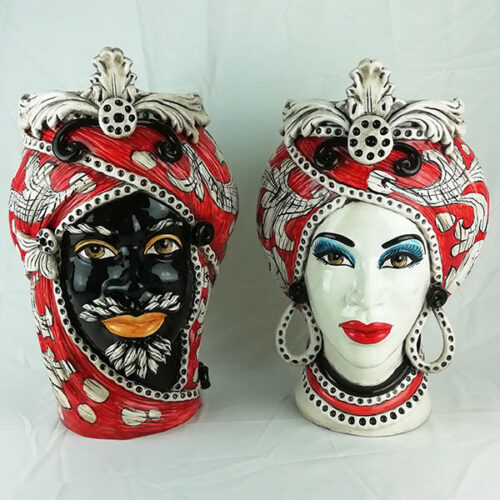 ceramic dark brown heads modern red decoration