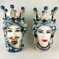 Modern ceramic blue color dark brown heads