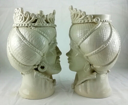 pair of caltagirone ceramic heads