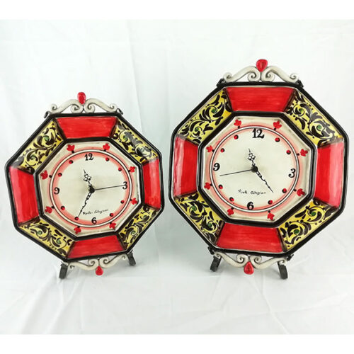 Ceramic caltagirone clocks modern red decoration