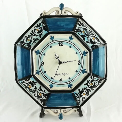 orologio in ceramica decoro blu moderno