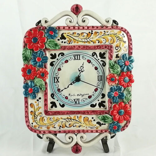 Square caltagirone ceramic wall clock