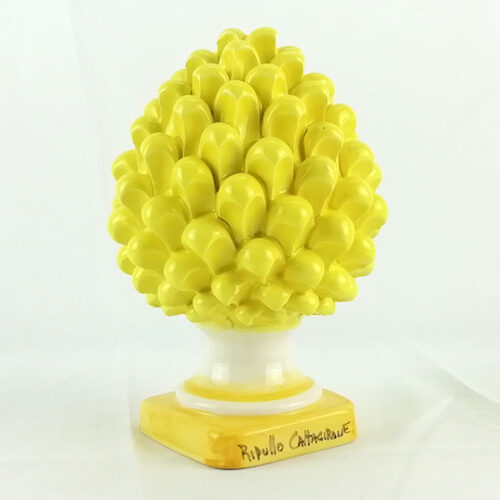 Yellow Pine cone h.20cm in Caltagirone Ceramic