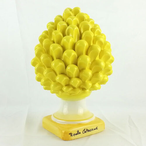 Yellow Pine cone h.25cm in Caltagirone Ceramic