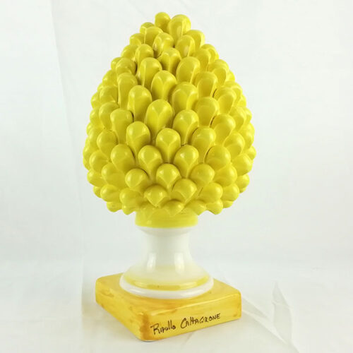 Yellow Pine cone h.30cm in Caltagirone Ceramic
