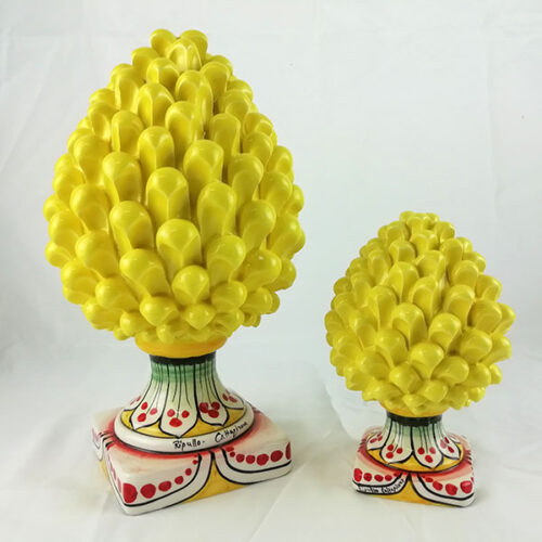 caltagirone ceramic decorated pine cones, galla pine cone