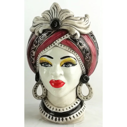 Moorhead Woman in Caltagirone ceramic Bordeaux decoration