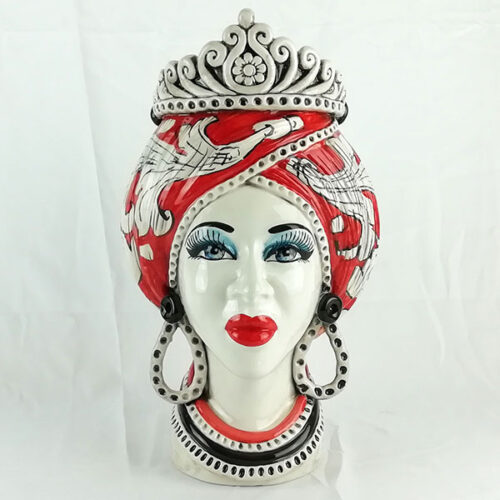 dark head ceramic woman red decoration