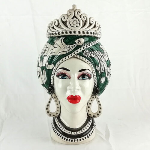 vaso a forma di testa di donna in ceramica