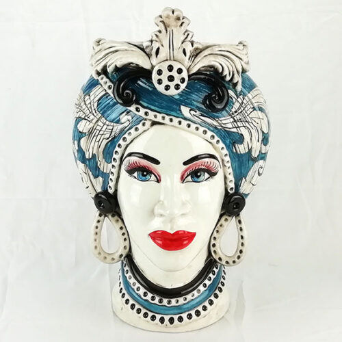 caltagirone ceramic woman dark head