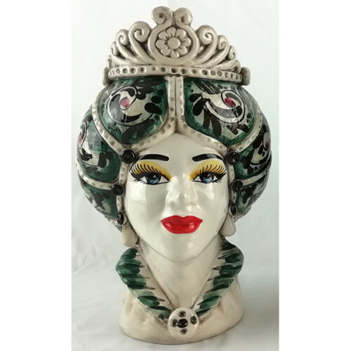 Moorhead woman in caltagirone ceramic Green decoration