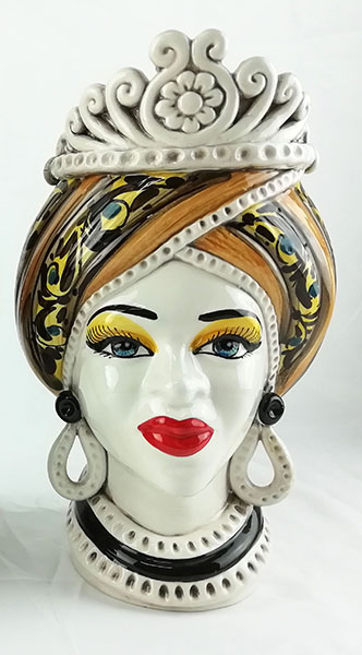 ceramic woman's head, caltagirone ceramic heads, head-shaped vases, terracotta heads, caltagirone ceramics, ceramics, caltagirone, wholesale ceramics