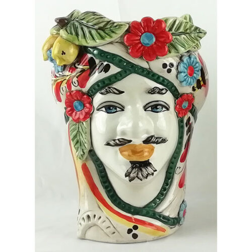 Moorhead h.27 in Caltagirone ceramic with Lemons decoration 600 Red