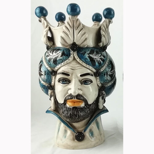 testa di moro uomo decoro blu in ceramica