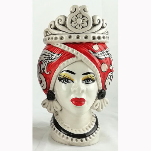 Caltagirone ceramic woman's head, ceramic female head, ceramic female face,