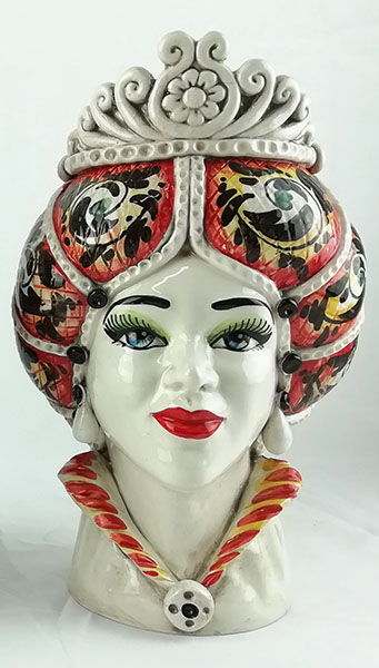 Moorhead female, Moorhead female ceramic, Moorhead female, ceramic women, ceramic faces, face-shaped vases, Sicilian vases, wholesale Sicilian ceramics,