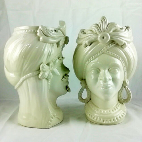 white caltagirone heads, modern decoration, ceramic heads, wholesale ceramic heads, wholesale ceramics,