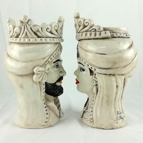 Antiqued calagirone ceramic heads, dark brown heads, caltagirone ceramic, antiqued heads, antiqued heads,