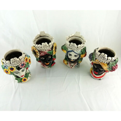 Quattro Stagioni Moro Heads h.20cm in Caltagirone Ceramic Decorated