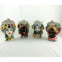Quattro Stagioni Moro Heads h.20cm in Caltagirone Ceramic Decorated
